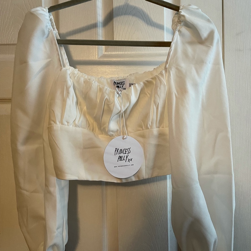 Princess Polly Long Sleeve White Crop
